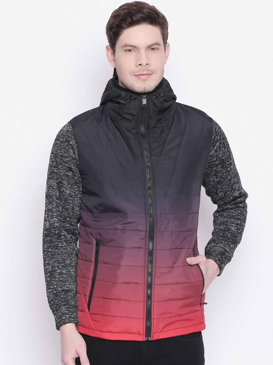 

Urban Ranger by pantaloons Men Navy Blue Colourblocked Padded Jacket
