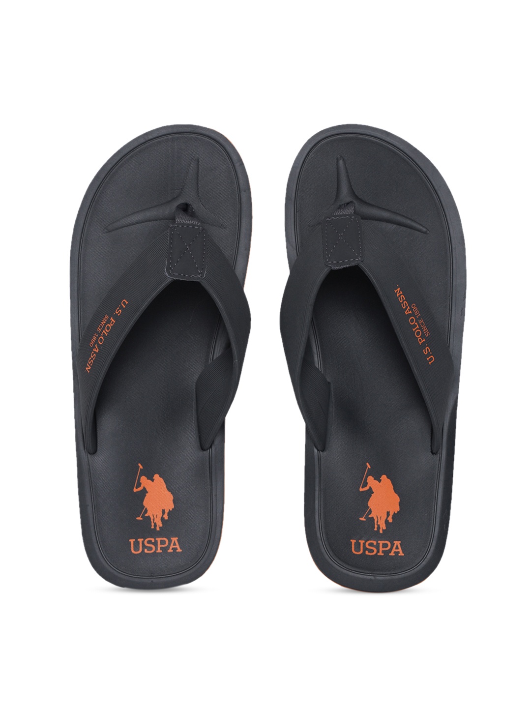 

U.S. Polo Assn. Men Black Solid Thong Flip-Flops