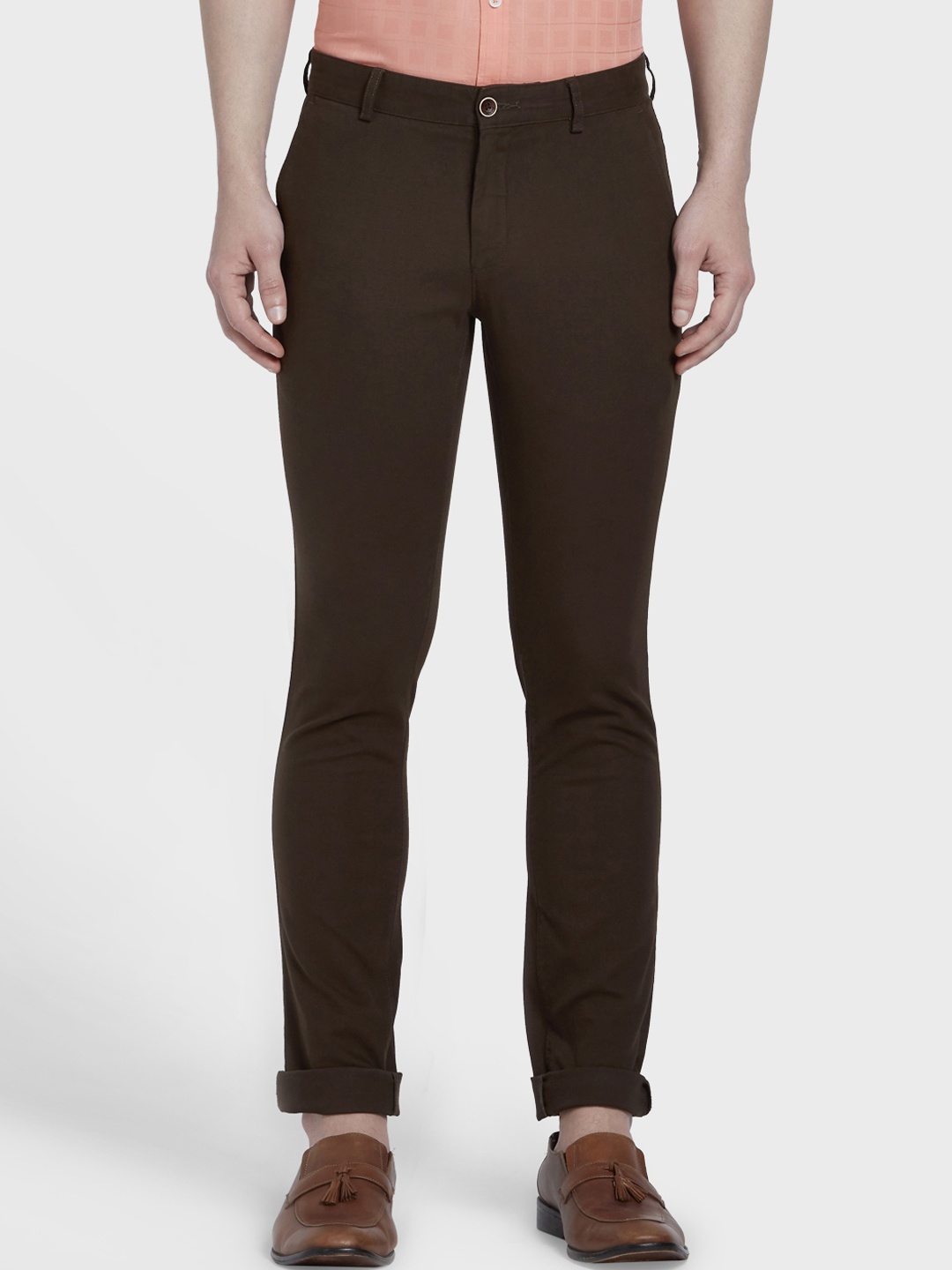 

ColorPlus Men Brown Solid Regular Trousers