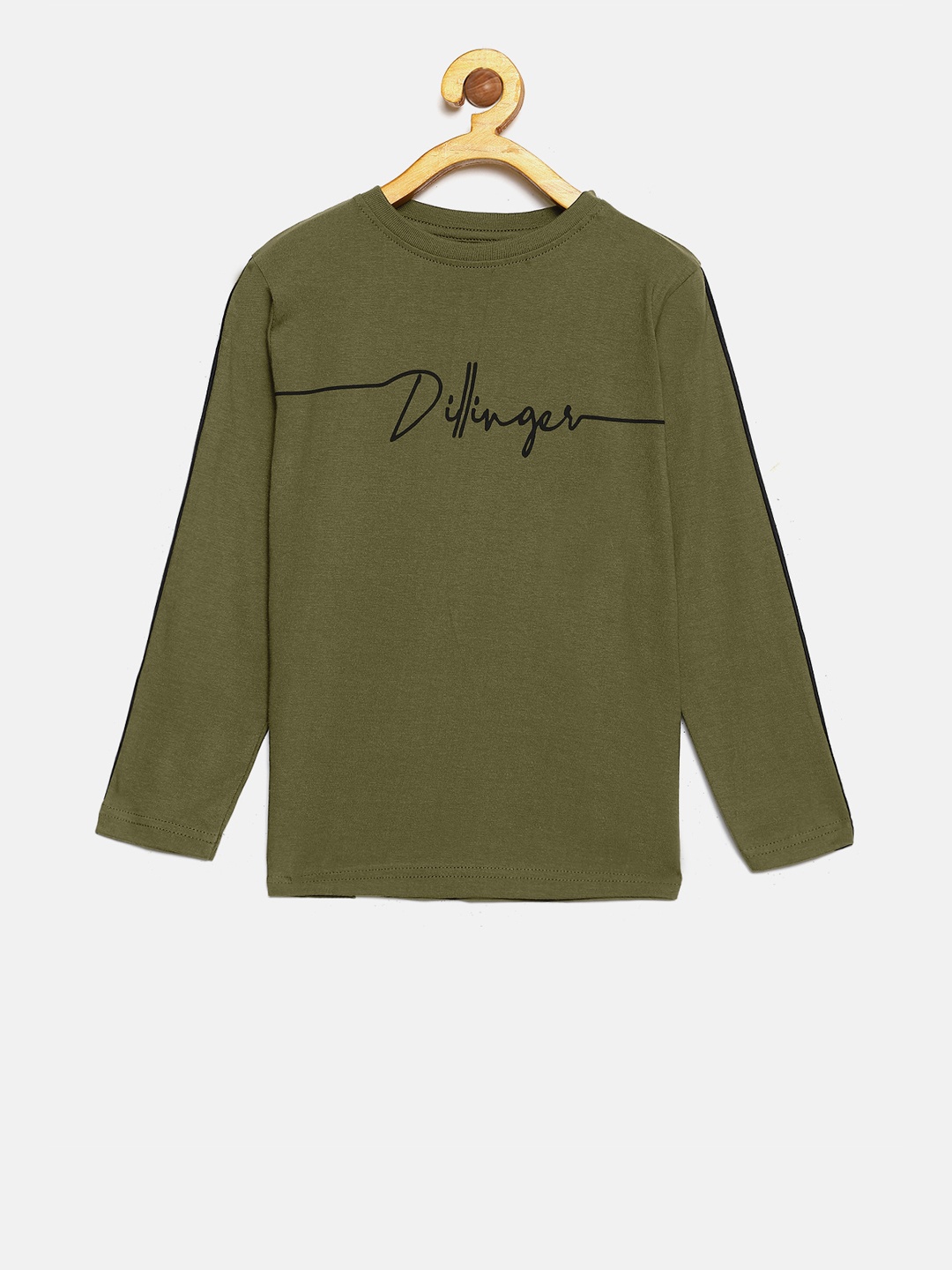 

DILLINGER Boys Olive Green Printed Round Neck T-shirt