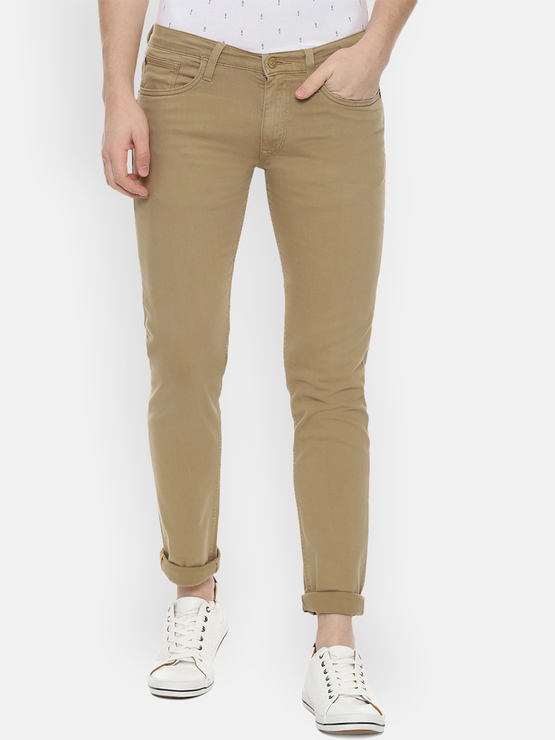

Allen Solly Men Khaki Skinny Fit Mid-Rise Clean Look Stretchable Jeans