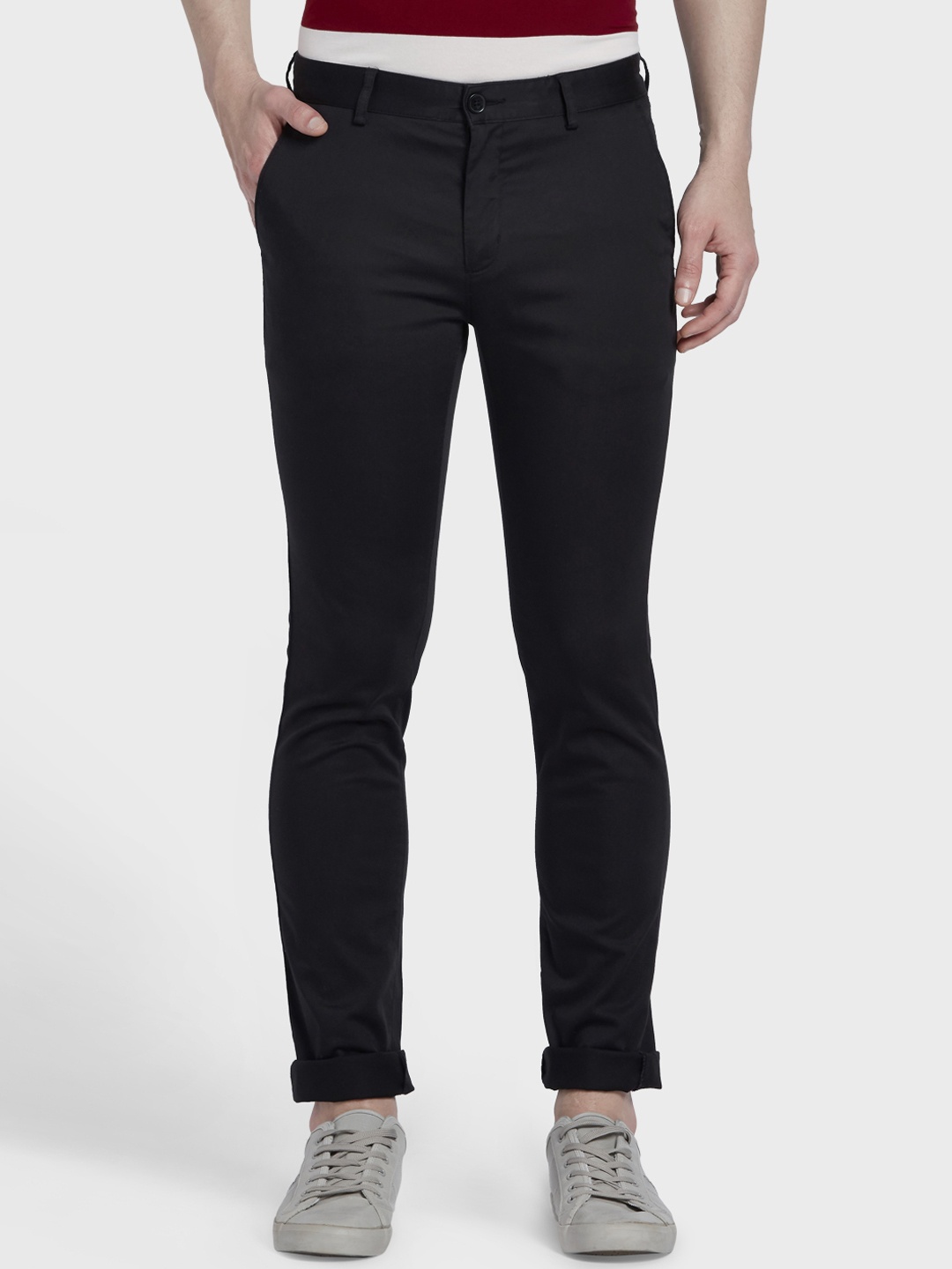 

ColorPlus Men Black Regular Fit Solid Regular Trousers