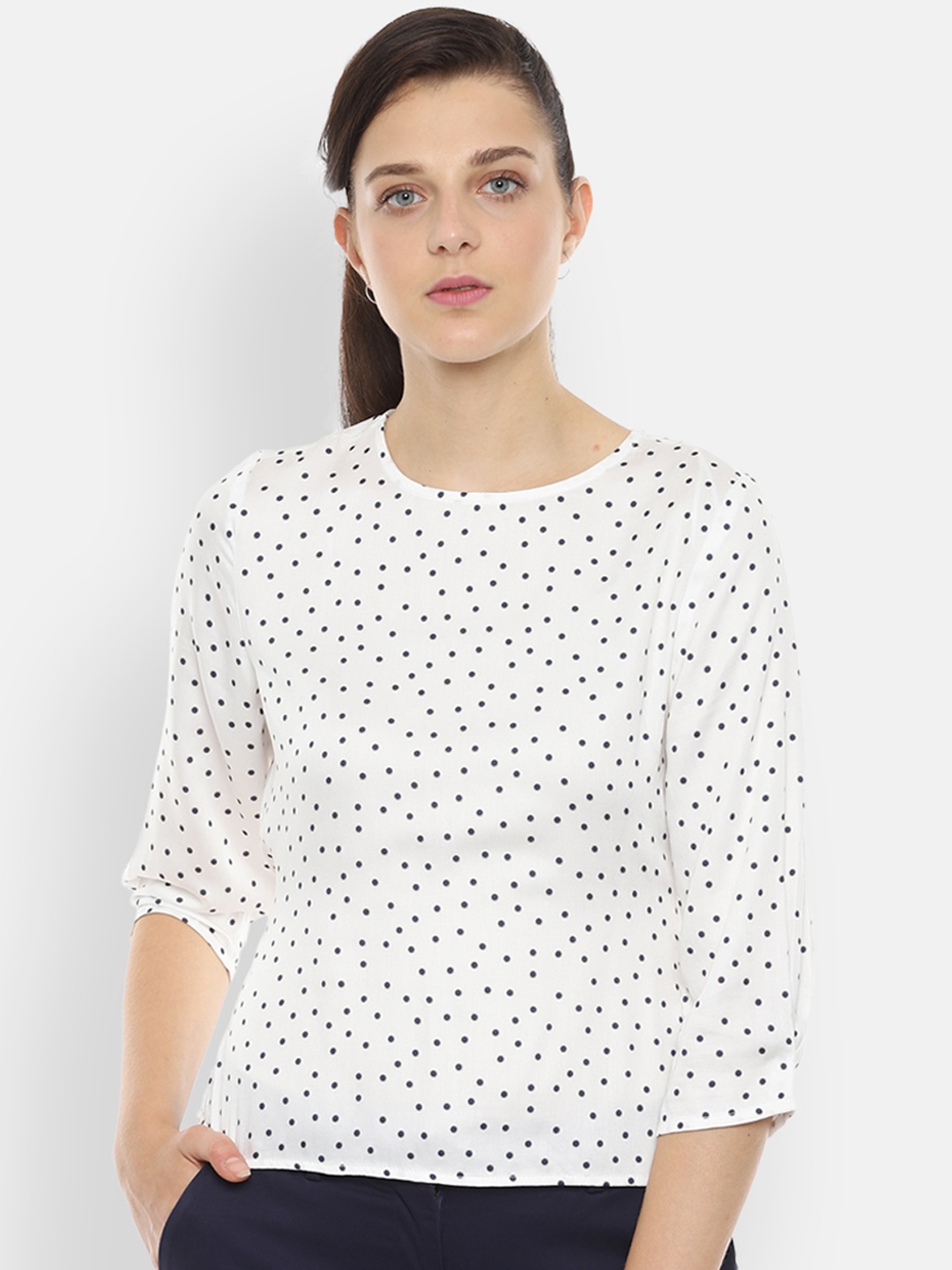 

Van Heusen Woman White Polka Dot Top