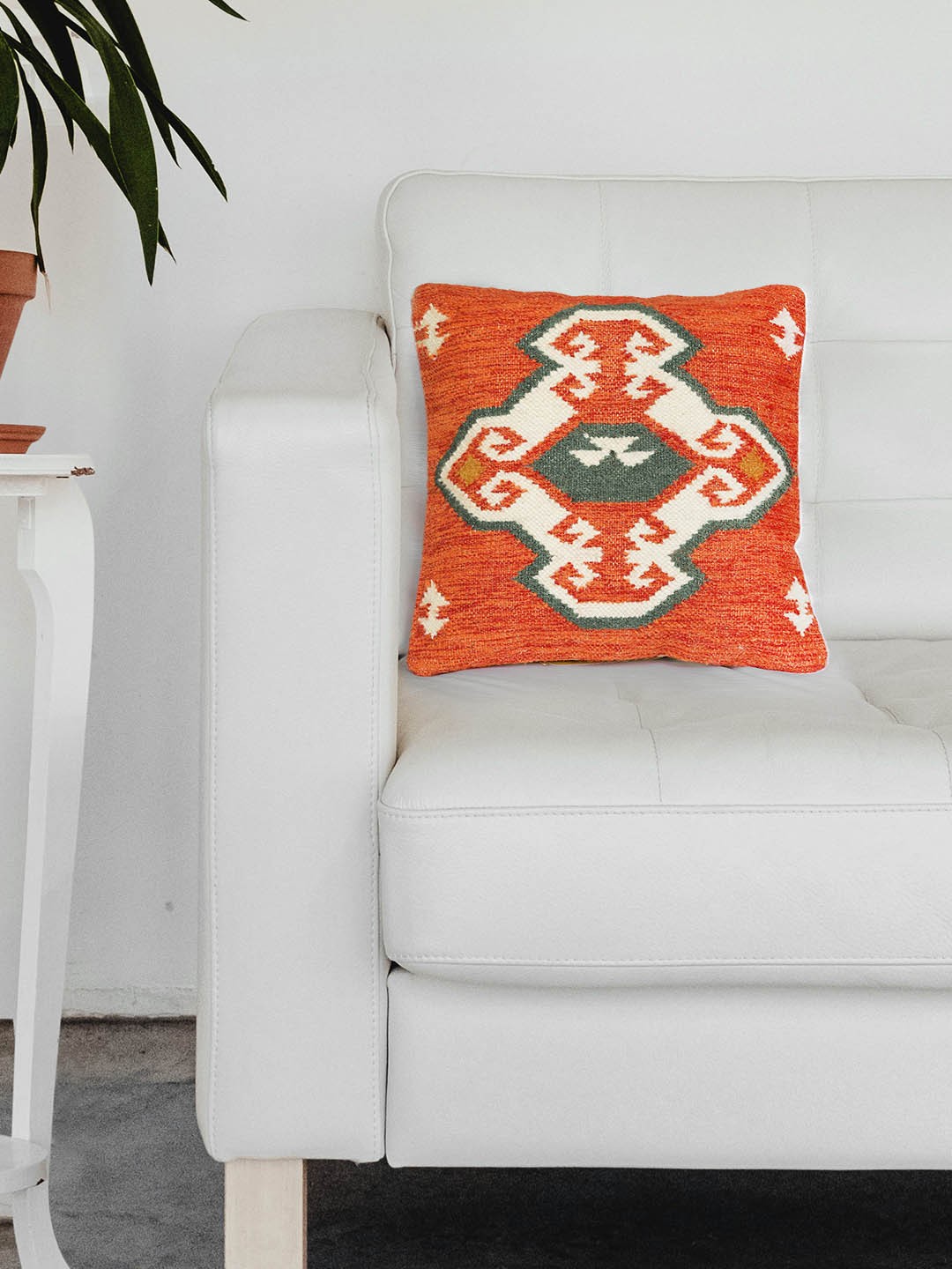 

Chumbak Orange Single Self Design Square Cushion Cover
