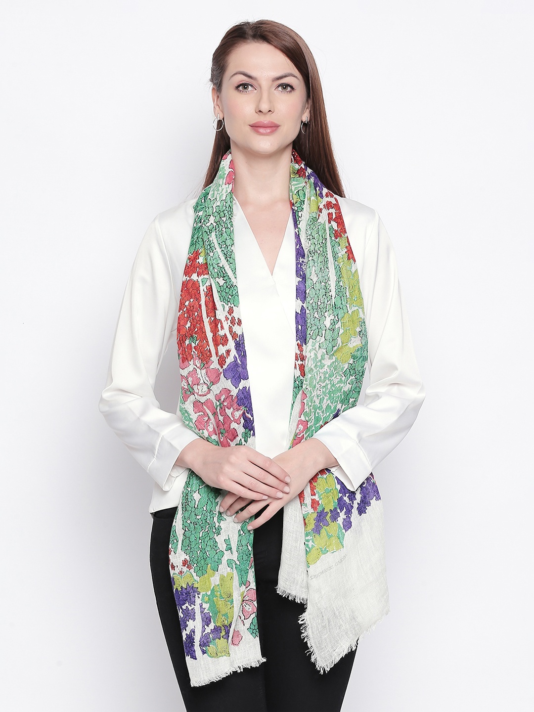 Style Quotient Women Multicoloured Printed Linen Stole, Multi