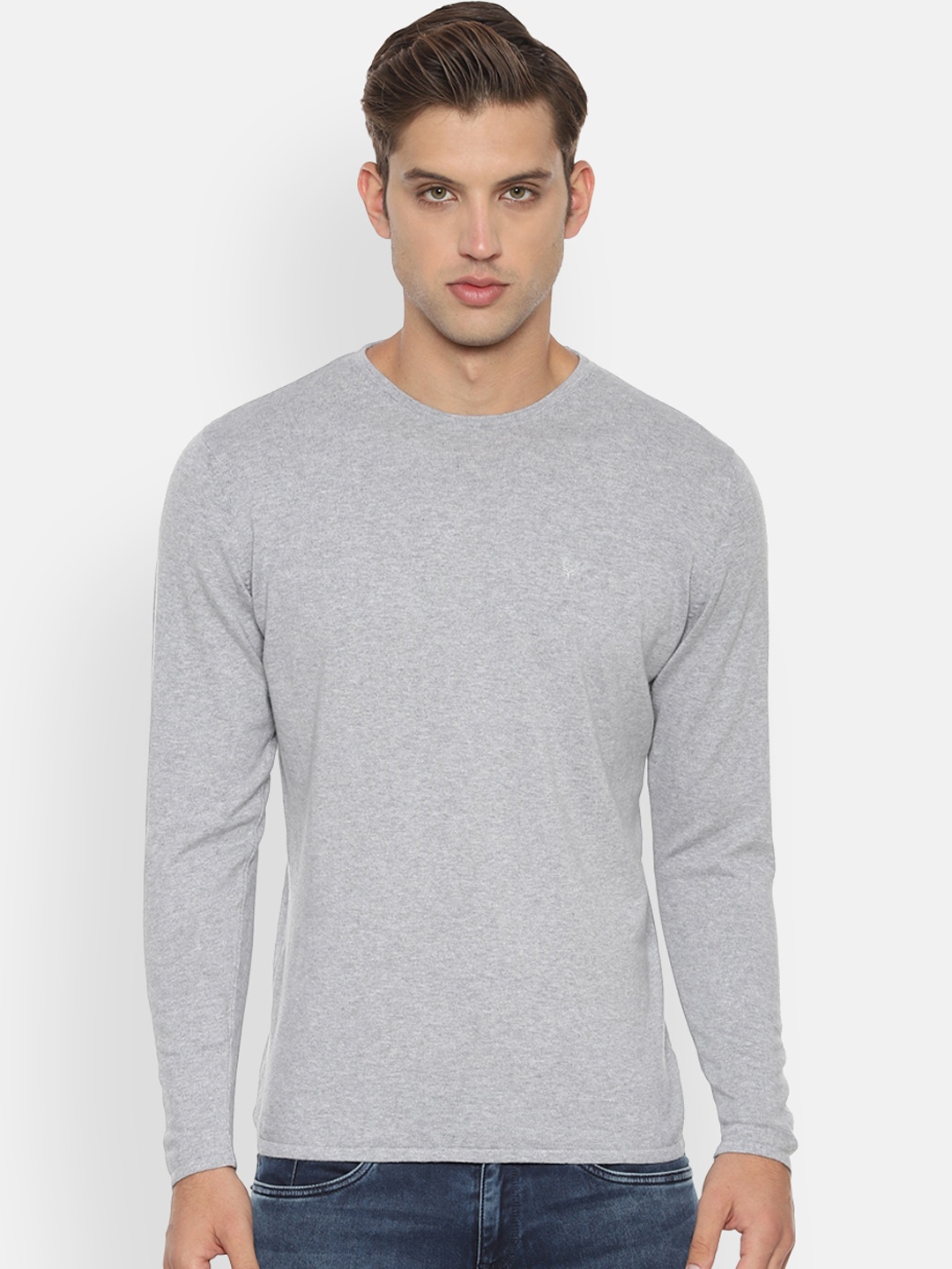 

Allen Solly Men Grey Solid Pullover Sweater