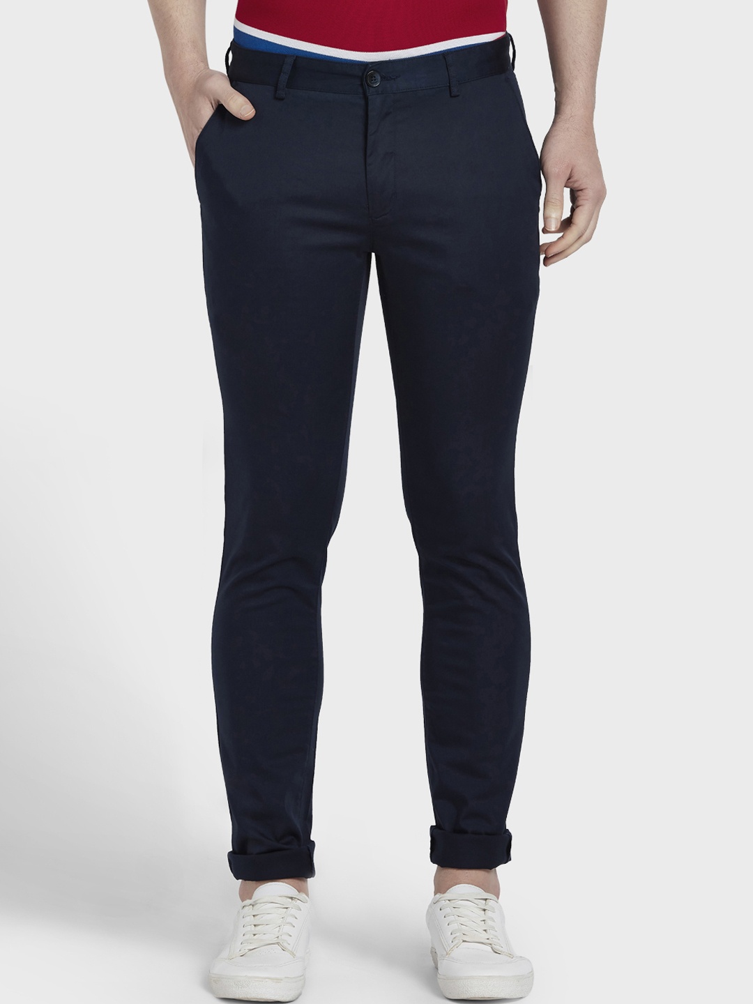 

ColorPlus Men Navy Blue Regular Fit Solid Regular Trousers
