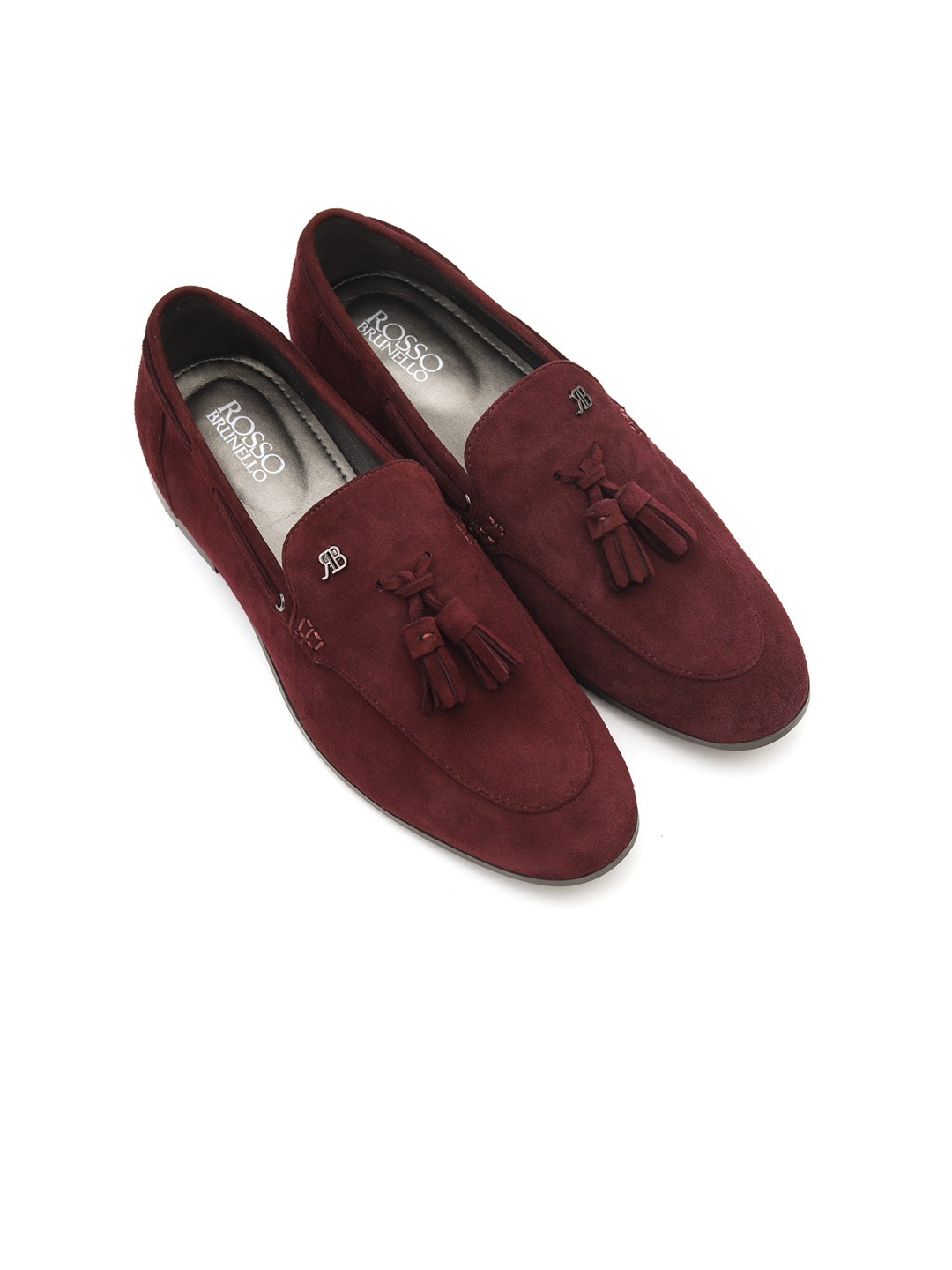 

ROSSO BRUNELLO Men Burgundy Solid Suede Casual Loafers