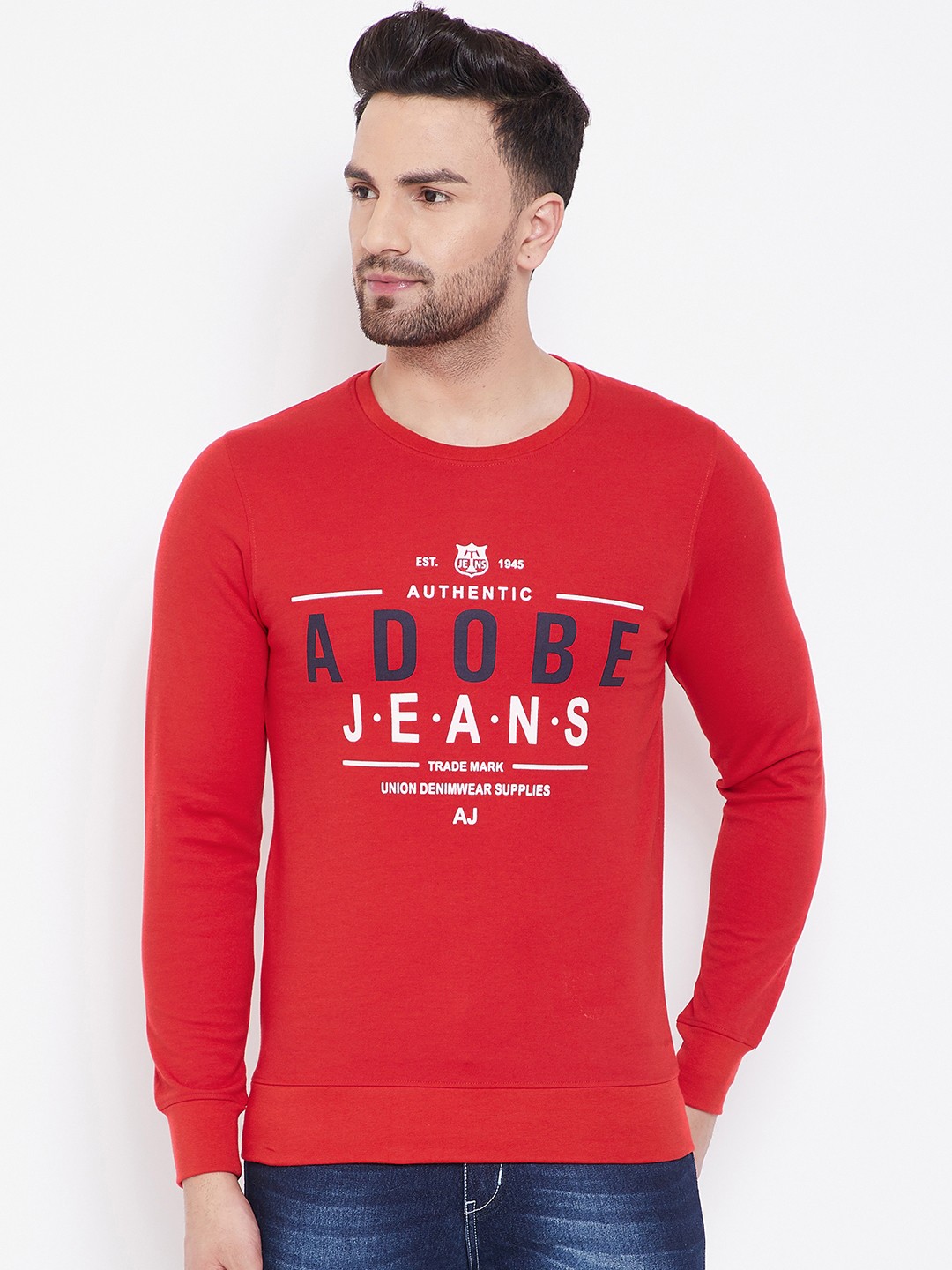 

Adobe Men Red Printed Sweatshirt