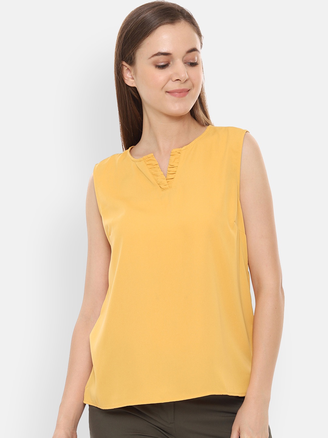 

Allen Solly Woman Yellow Solid Top