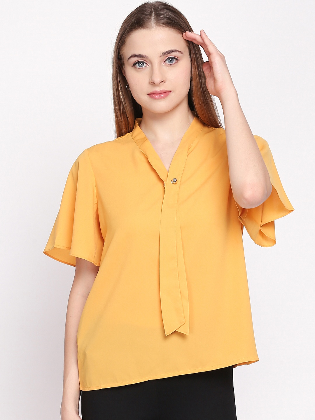 

Annabelle by Pantaloons Women Mustard Yellow Solid Top