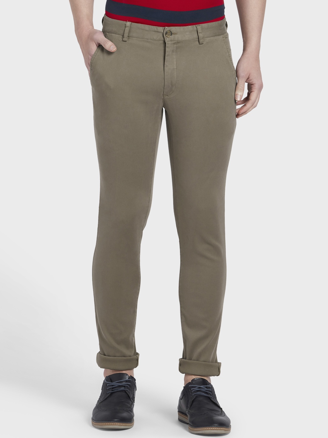 

ColorPlus Men Khaki Solid Regular Fit Regular Trousers