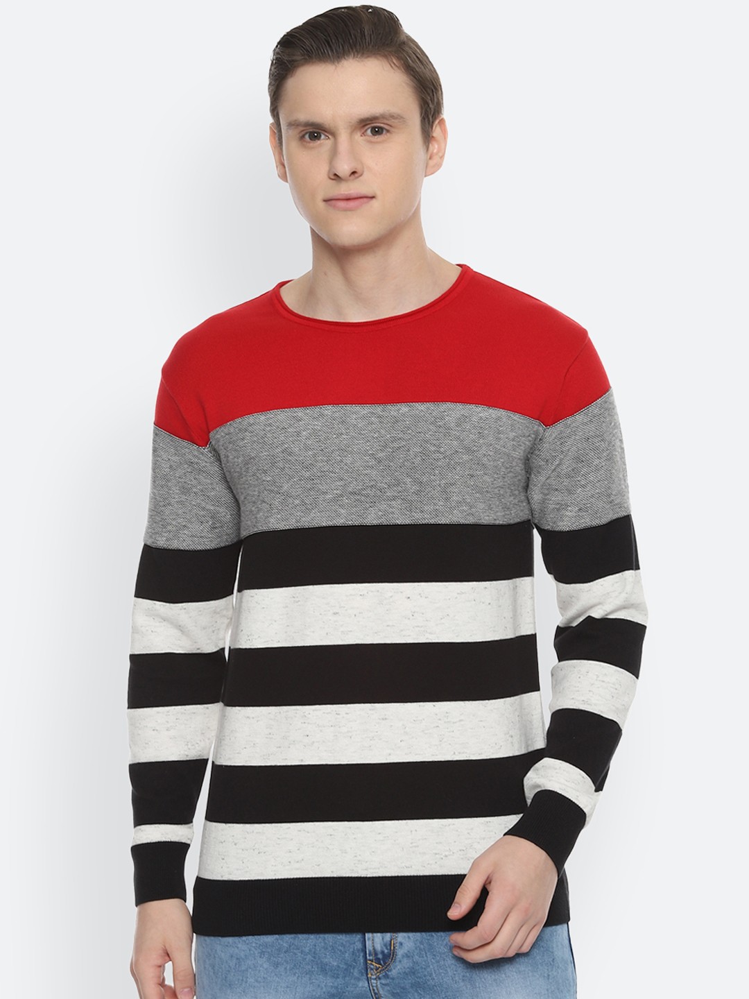 

People Men Multicoloured Striped Pullover Sweater, Multi