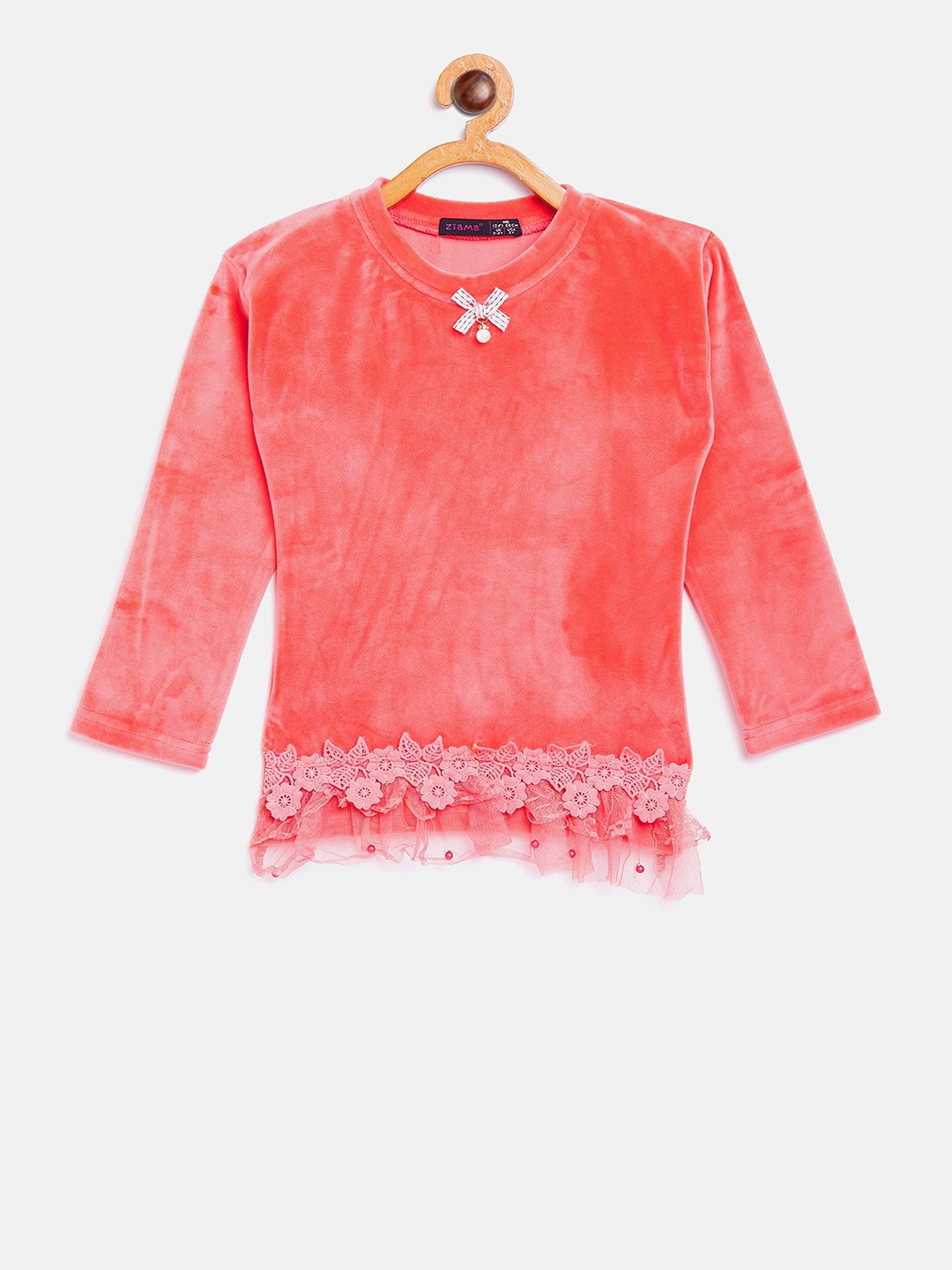 

Ziama Girls Coral Orange Solid Top