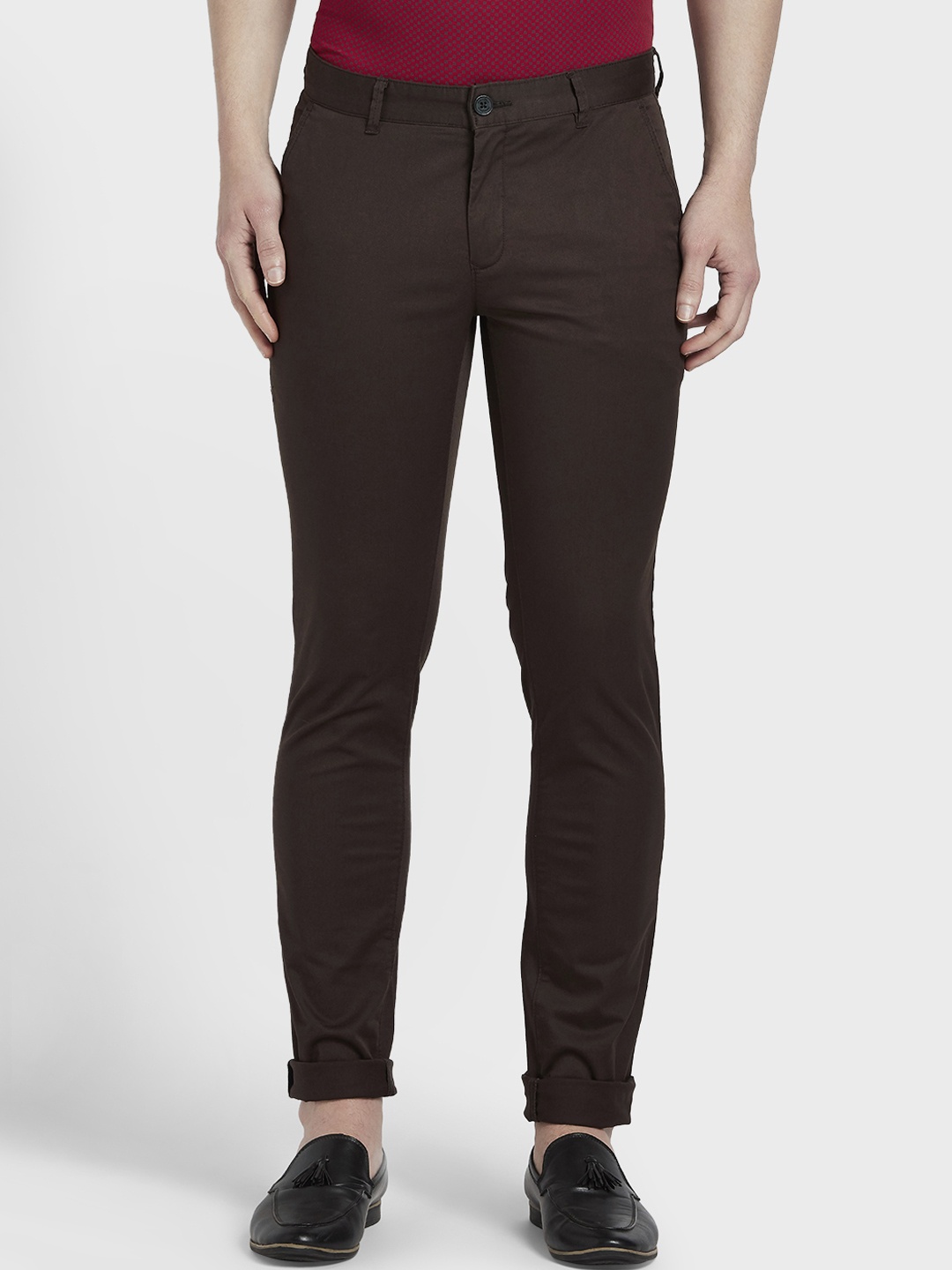 

ColorPlus Men Brown Regular Fit Solid Regular Trousers
