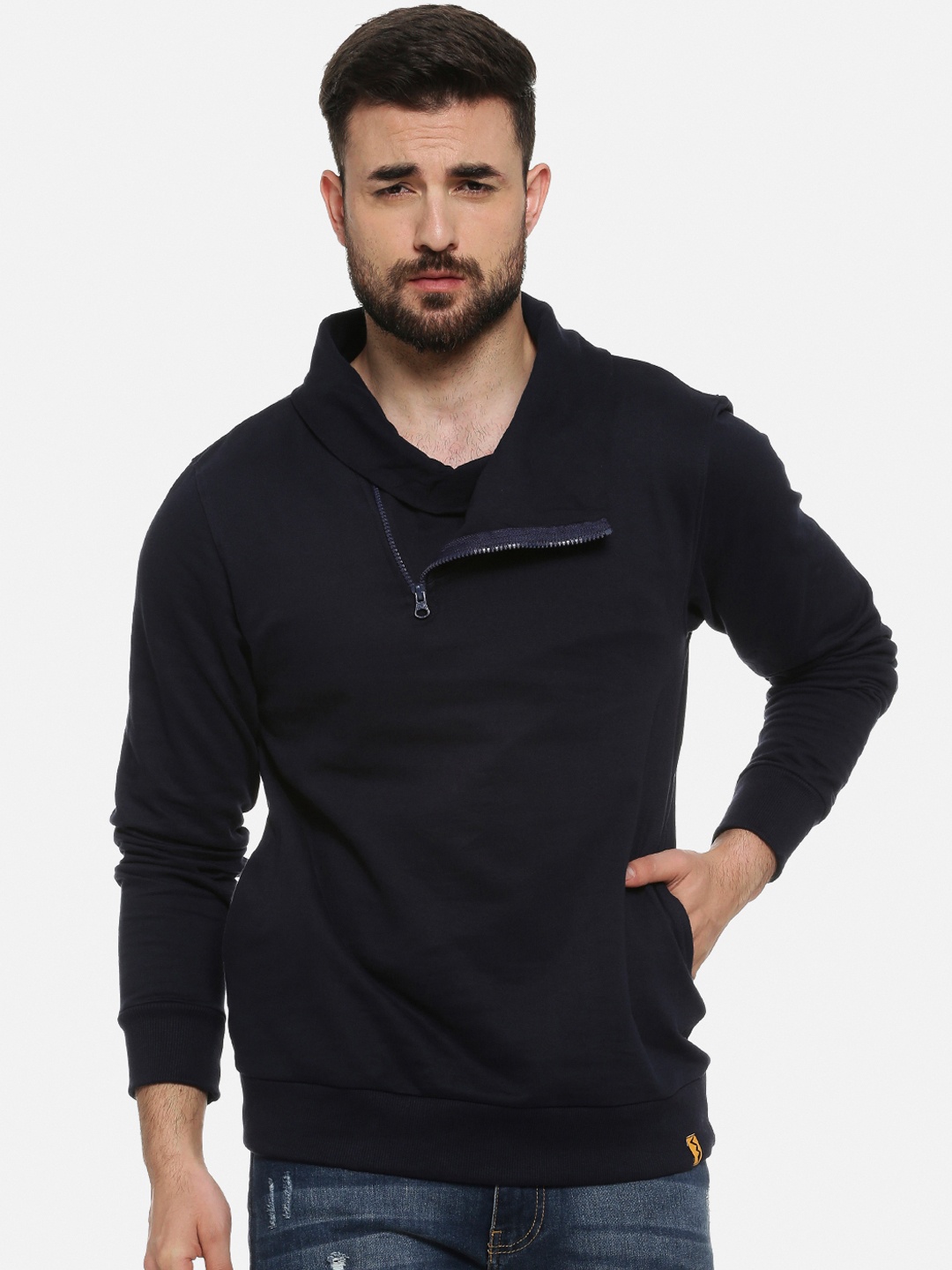 

Campus Sutra Men Blue Solid Sweatshirt