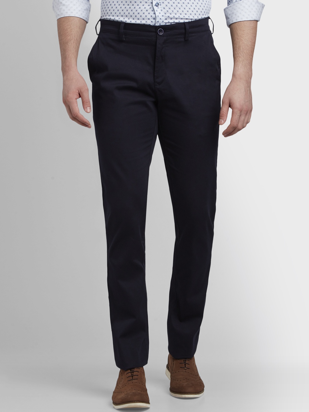 

ColorPlus Men Navy Blue Regular Fit Solid Regular Trousers