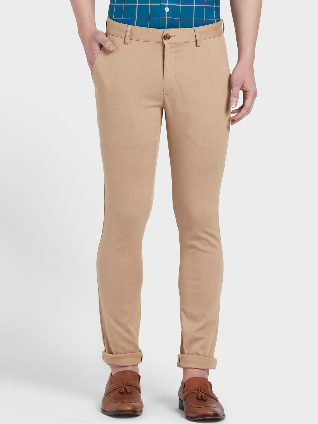 

ColorPlus Men Khaki Regular Fit Solid Regular Trousers