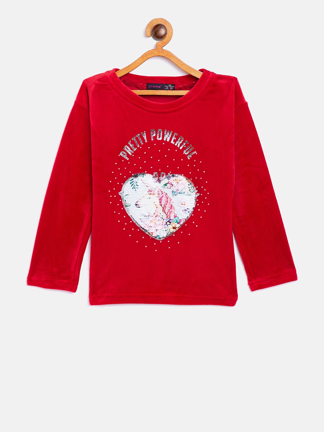 

Ziama Girls Red Printed Top