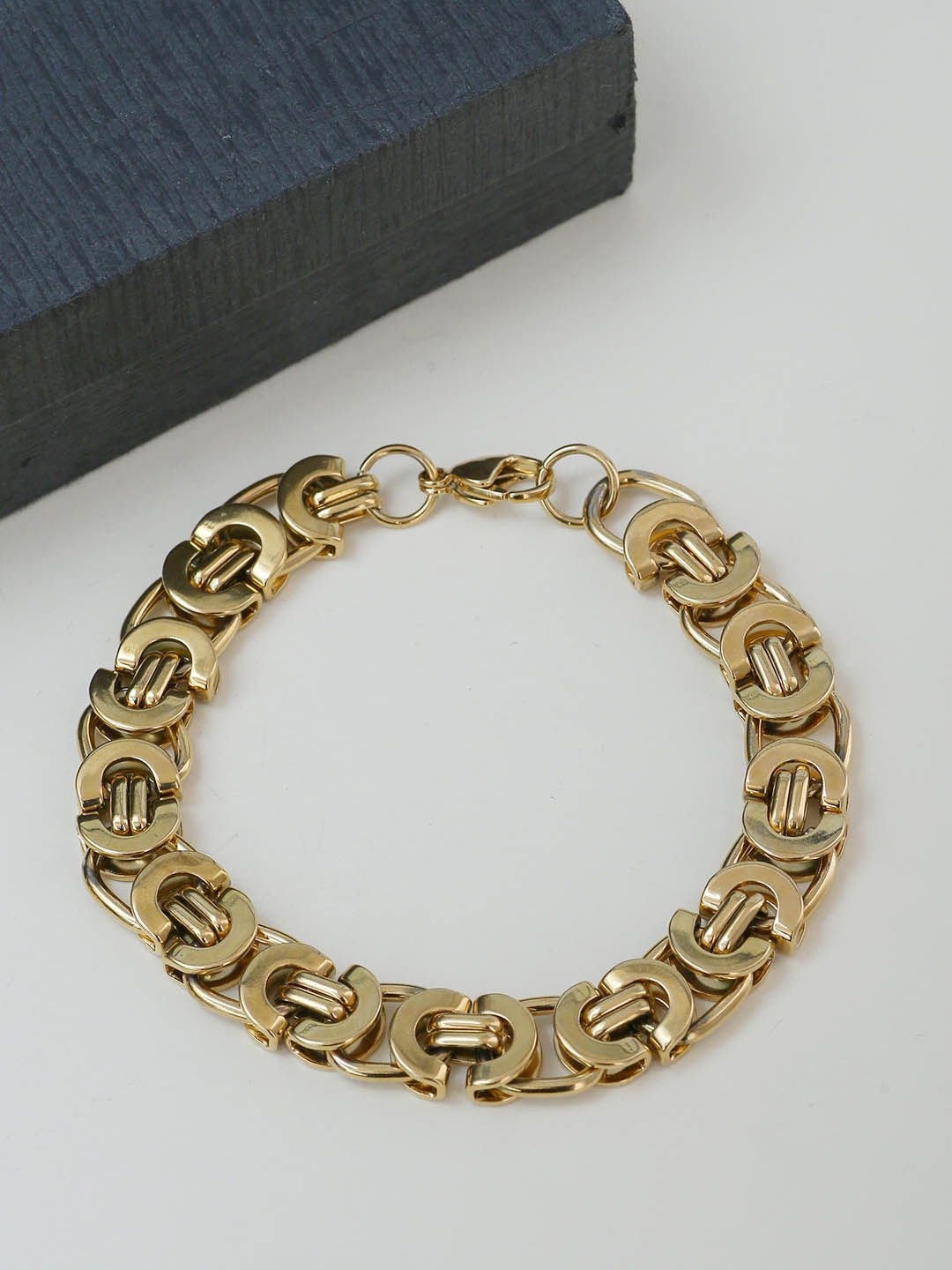 

Dare by Voylla Men Stainless Steel Gold-Plated Handcrafted Link Bracelet