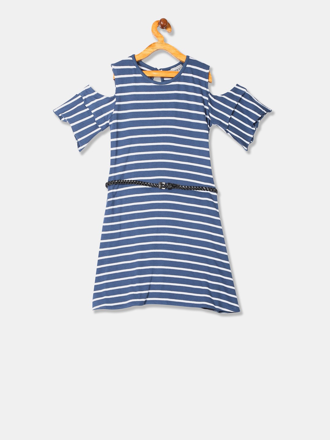 

Cherokee Girls Blue & White Striped A-Line Dress