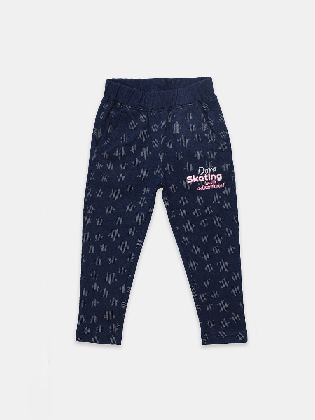

toothless Girls Navy Blue & Off-White Printed Pure Cotton Single Jersey 180 Gsm Tights