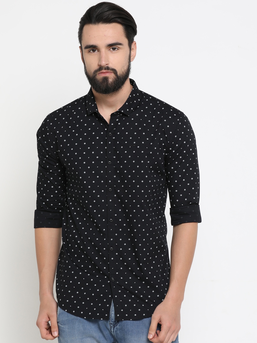 

SHOWOFF Men Black Slim Fit Printed Casual Shirt