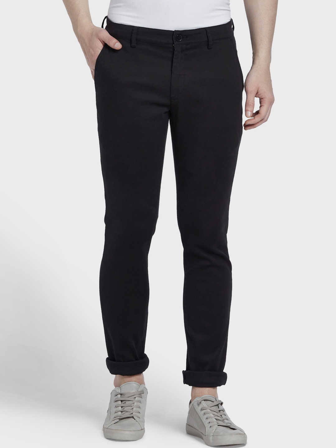 

ColorPlus Men Black Regular Fit Solid Regular Trousers