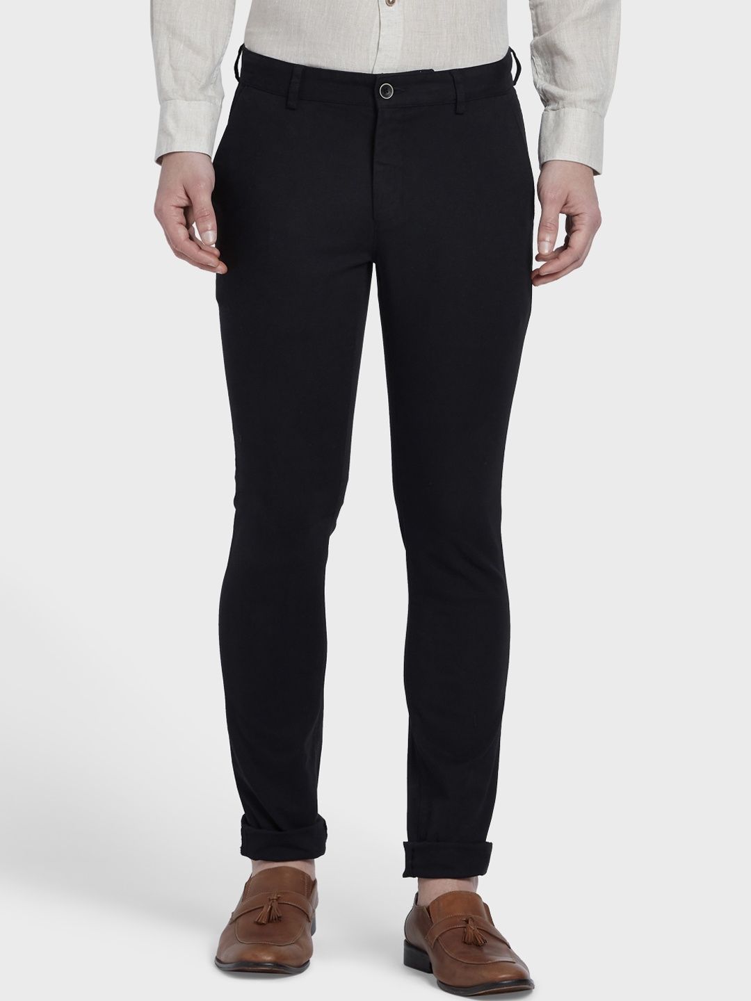 

ColorPlus Men Black Regular Fit Solid Regular Trousers