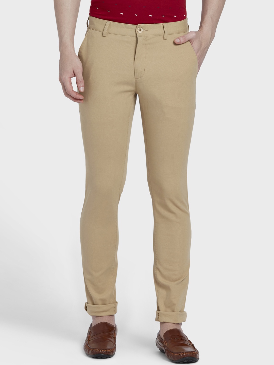 

ColorPlus Men Khaki Regular Fit Solid Regular Trousers