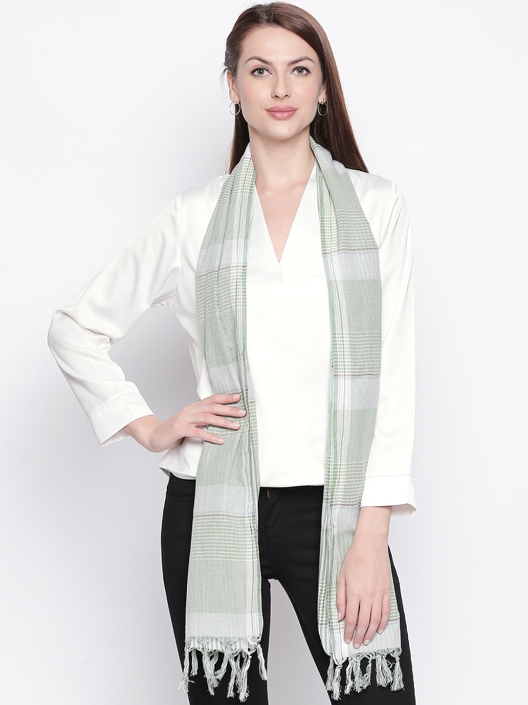 

Style Quotient Women Green Checked Stole