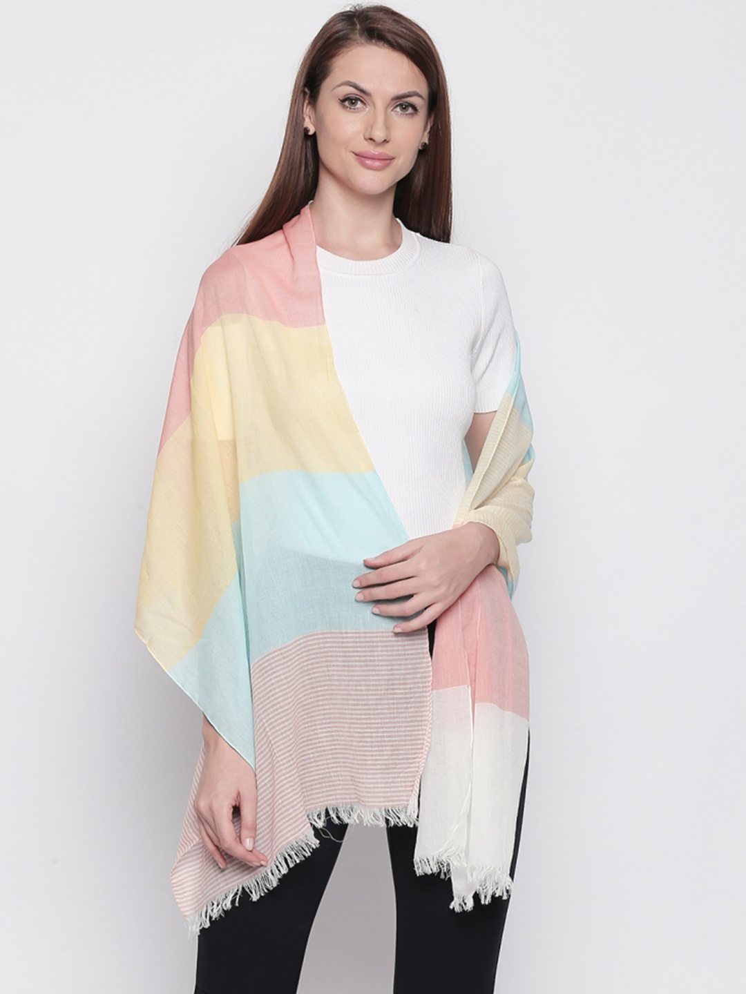 

Style Quotient Women Multicoloured Striped Stole, Multi