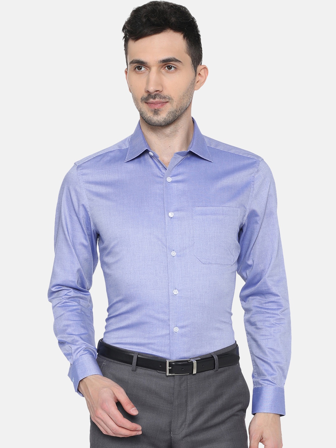 

Louis Philippe Men Blue Classic Regular Fit Solid Formal Shirt