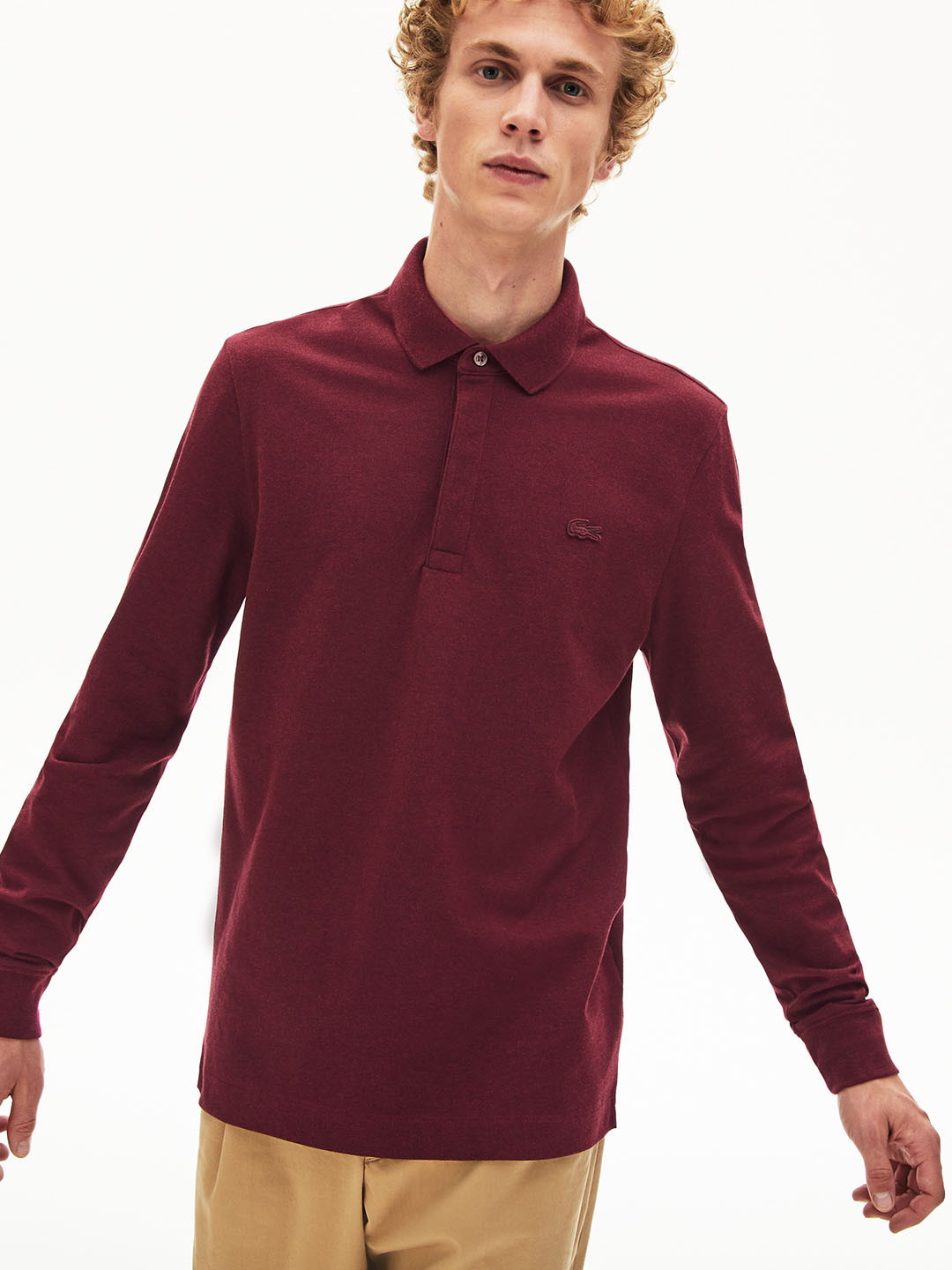 

Lacoste Men Maroon Solid Polo Collar T-shirt