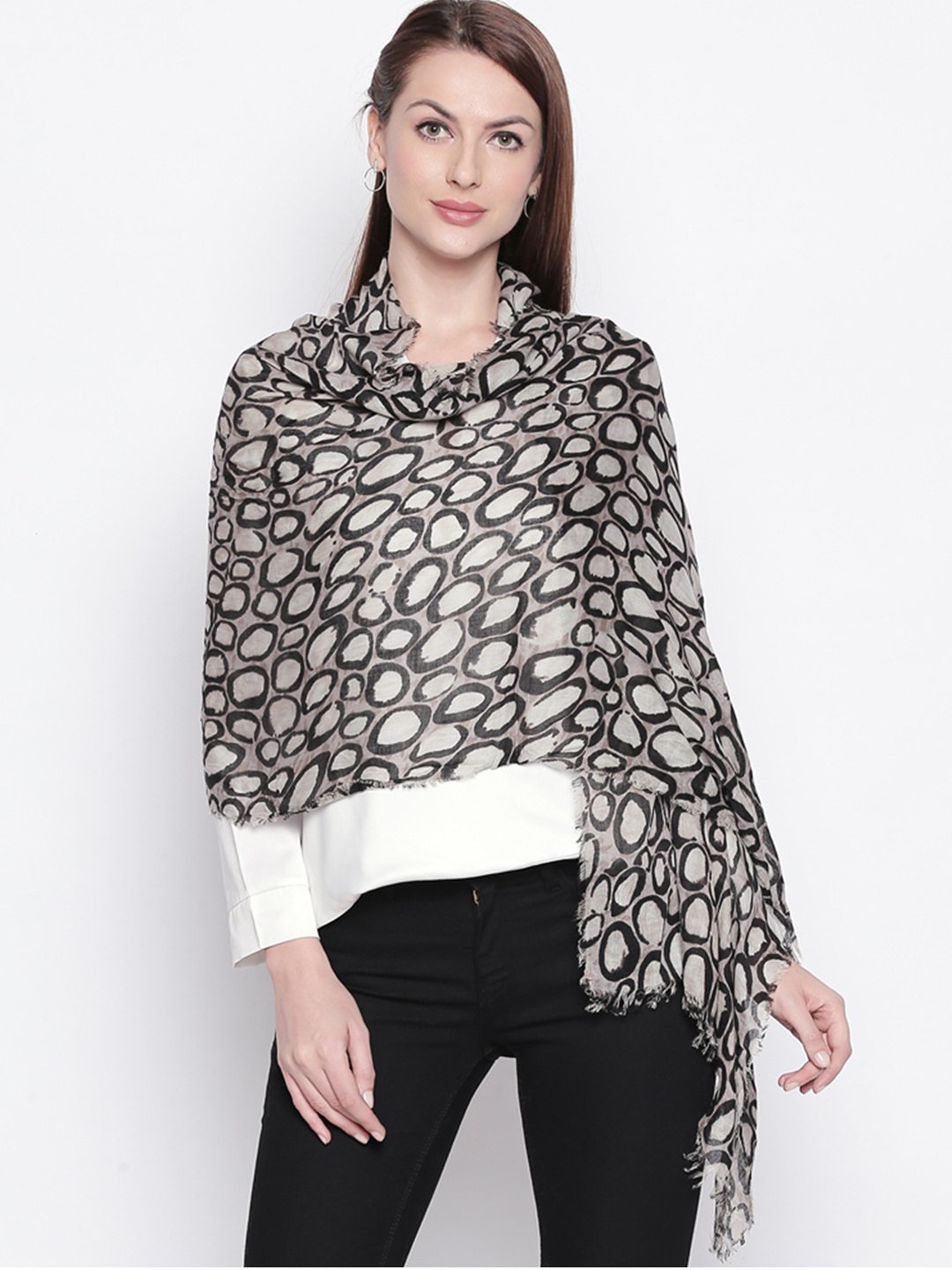 

Style Quotient Women Beige & Black Animal Print Stole