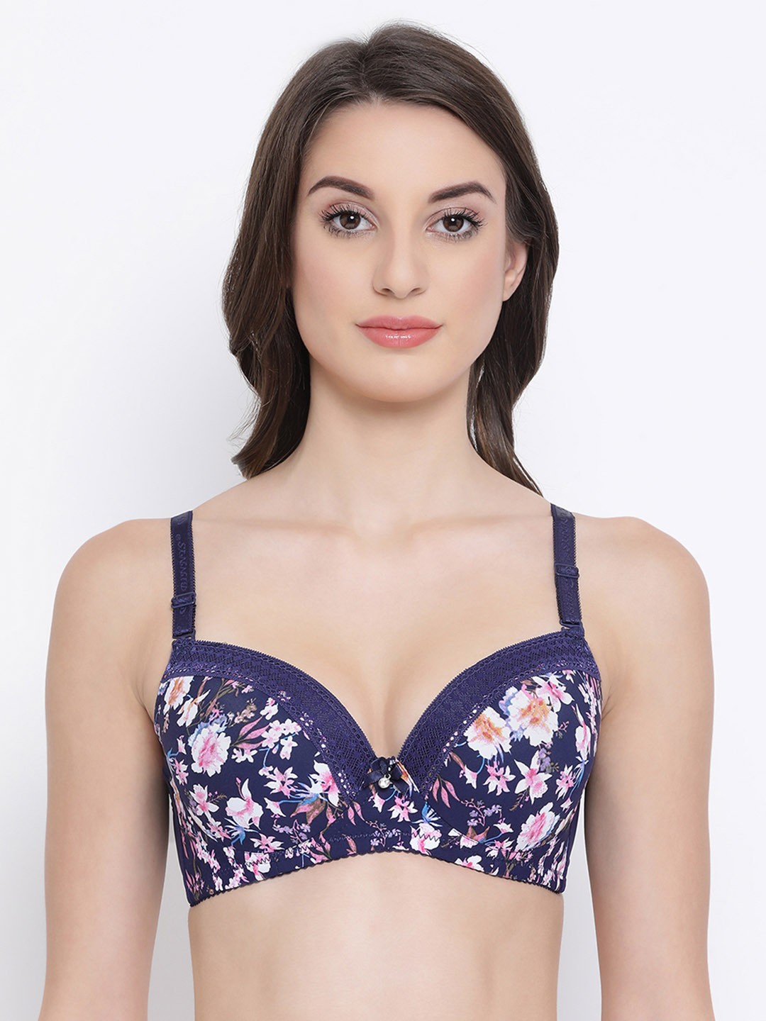

Clovia Blue & White Printed Underwired Lightly Padded T-shirt Bra