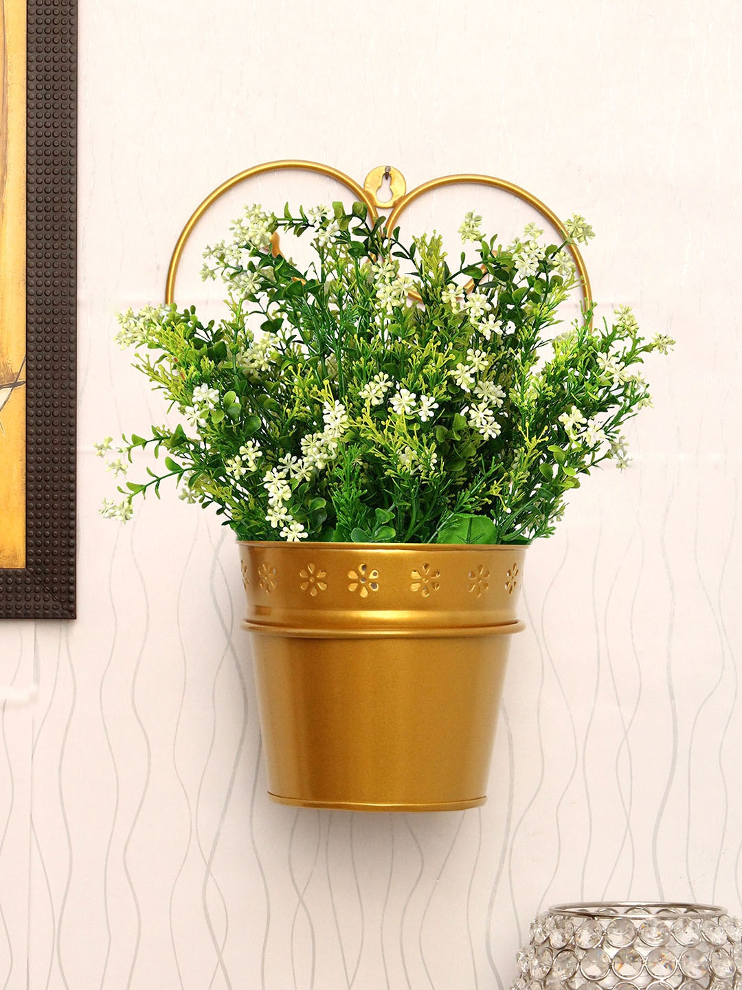 

Home Sparkle Gold-Toned Planter With Hanging Stand