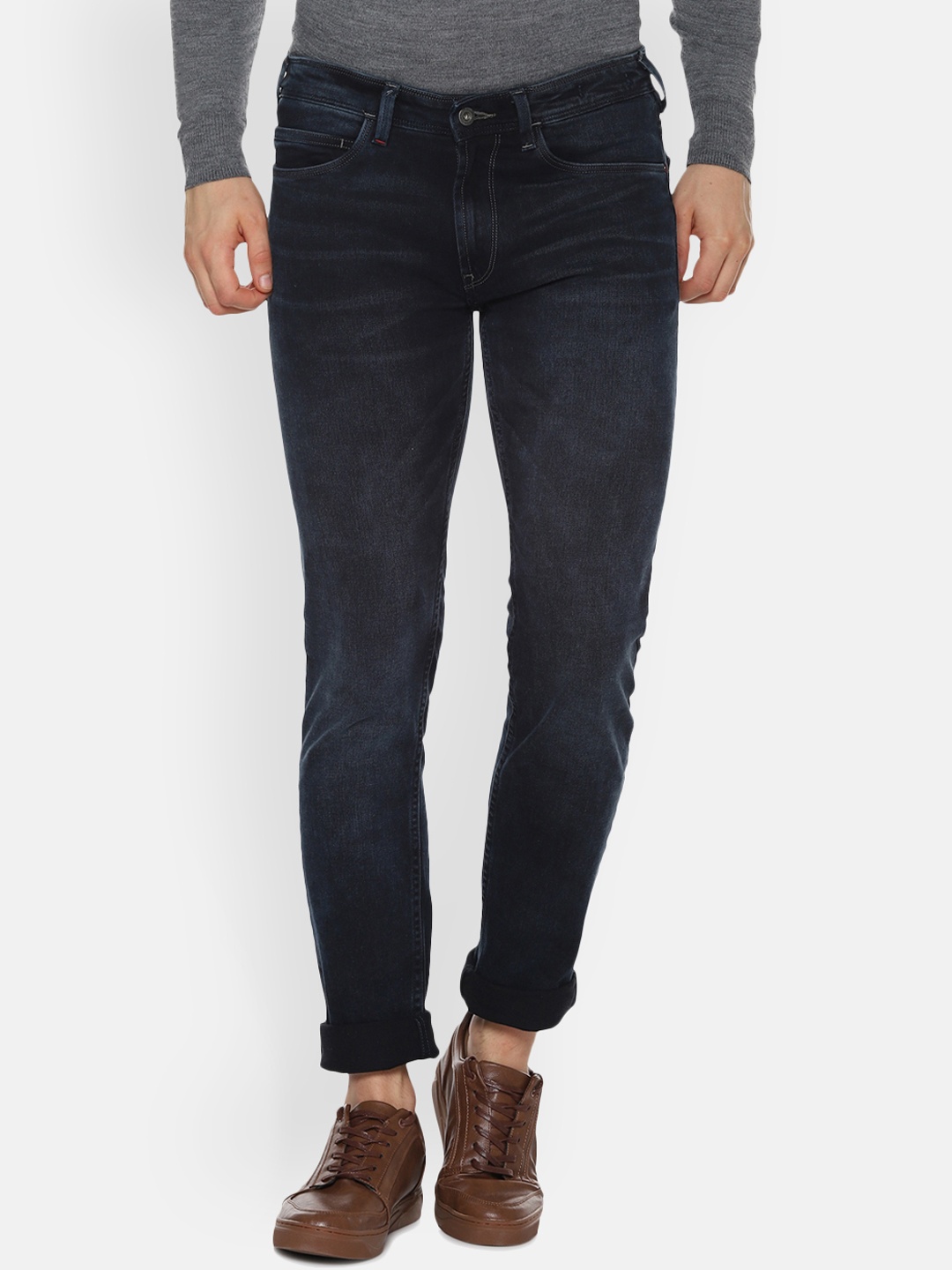 

Allen Solly Men Navy Blue Skinny Fit Mid-Rise Clean Look Jeans