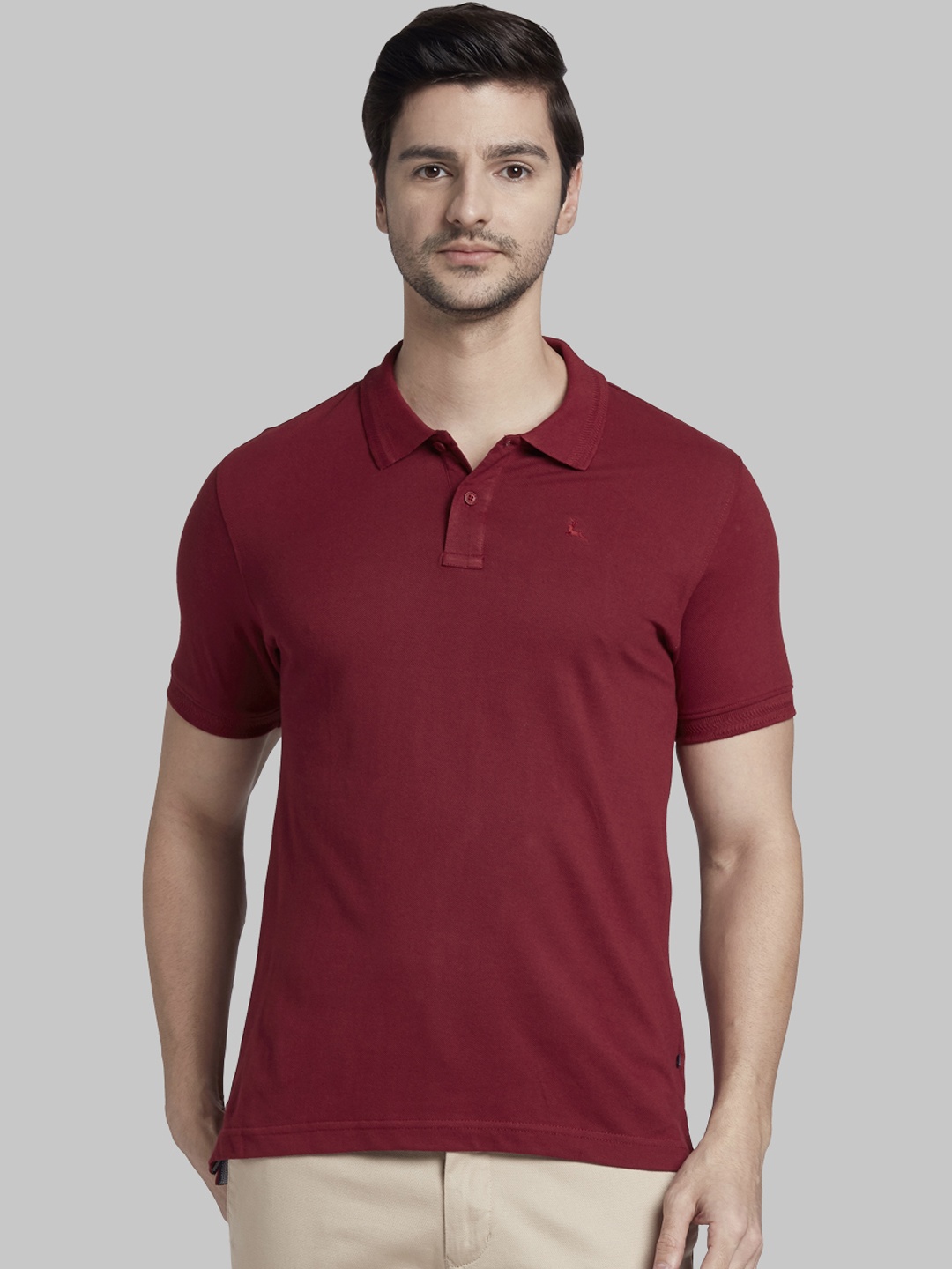 

Parx Men Maroon Solid Polo Collar T-shirt