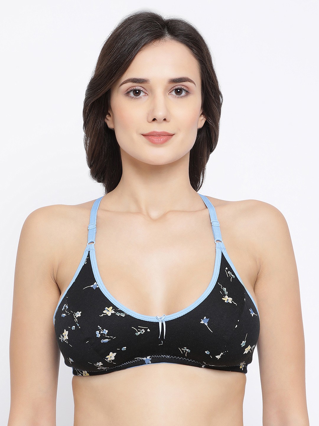 

Clovia Black & Blue Printed Non-Wired Non Padded Everyday Bra BR1478G13
