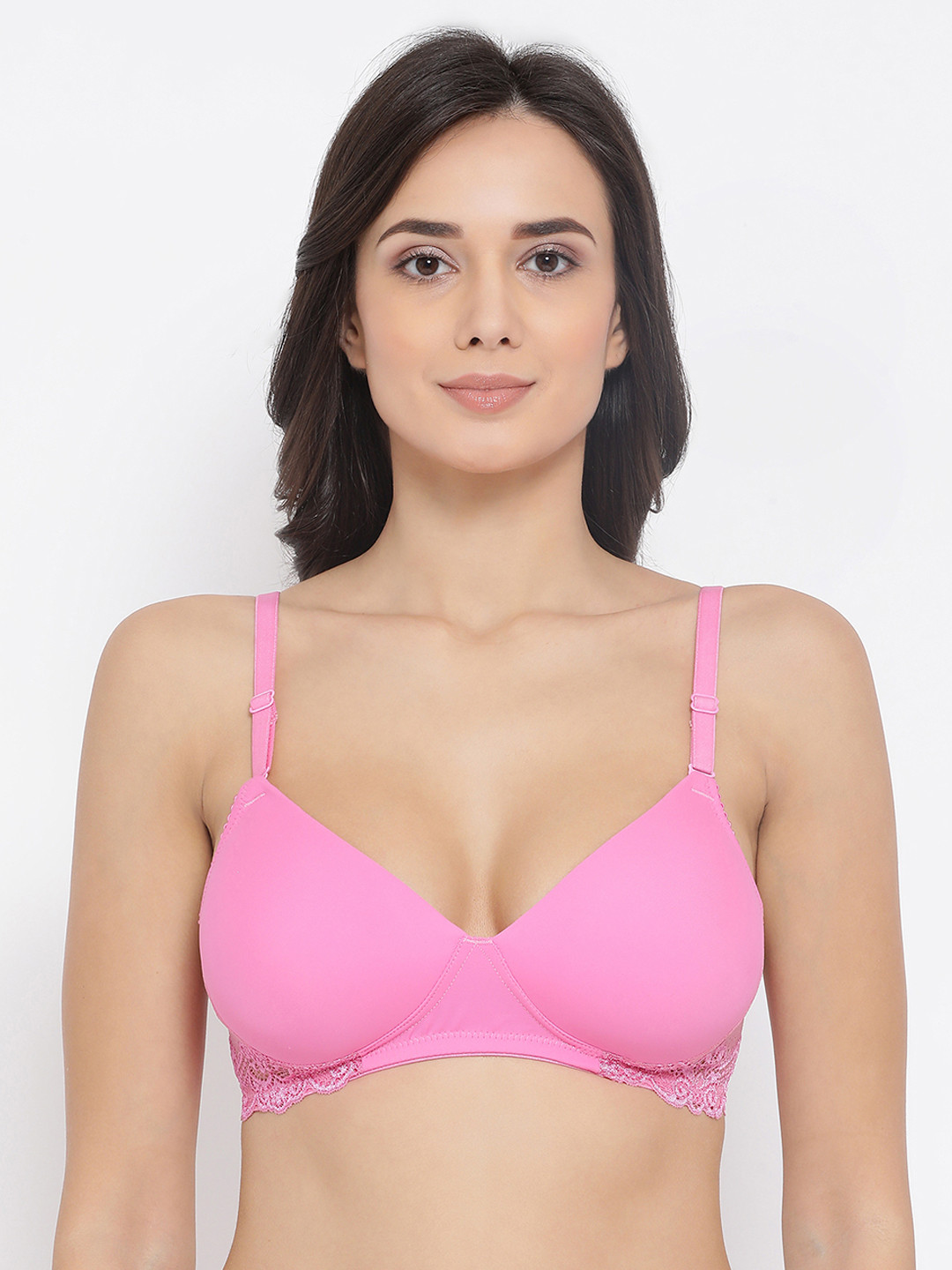 

Clovia Pink Solid Padded Non-Wired Tshirt Bra BR1945P1432