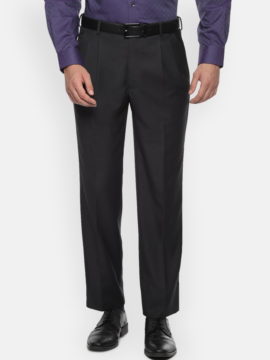 

Louis Philippe Men Black Slim Fit Solid Formal Trousers