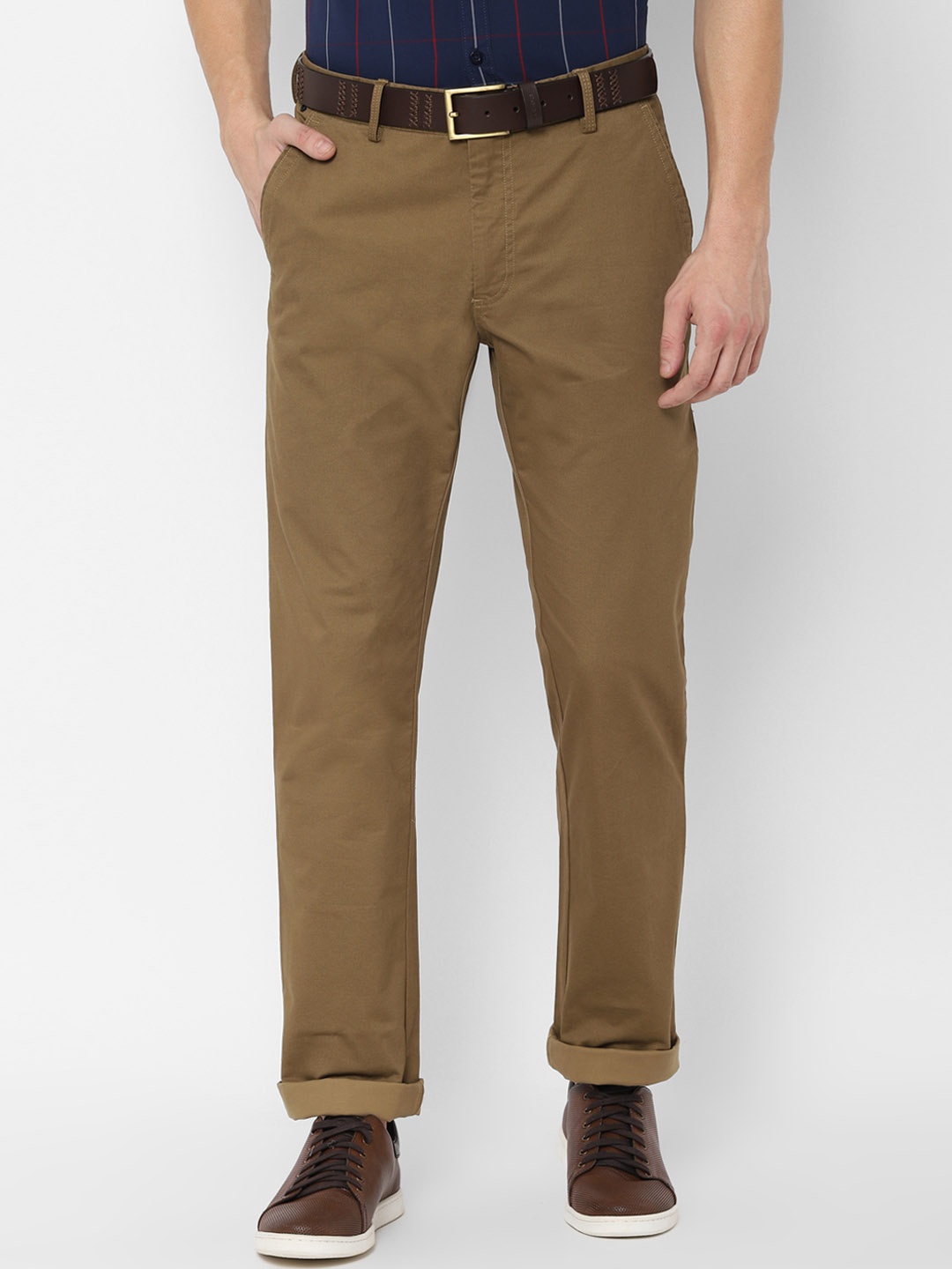 

Allen Solly Men Khaki Regular Fit Self Design Regular Trousers