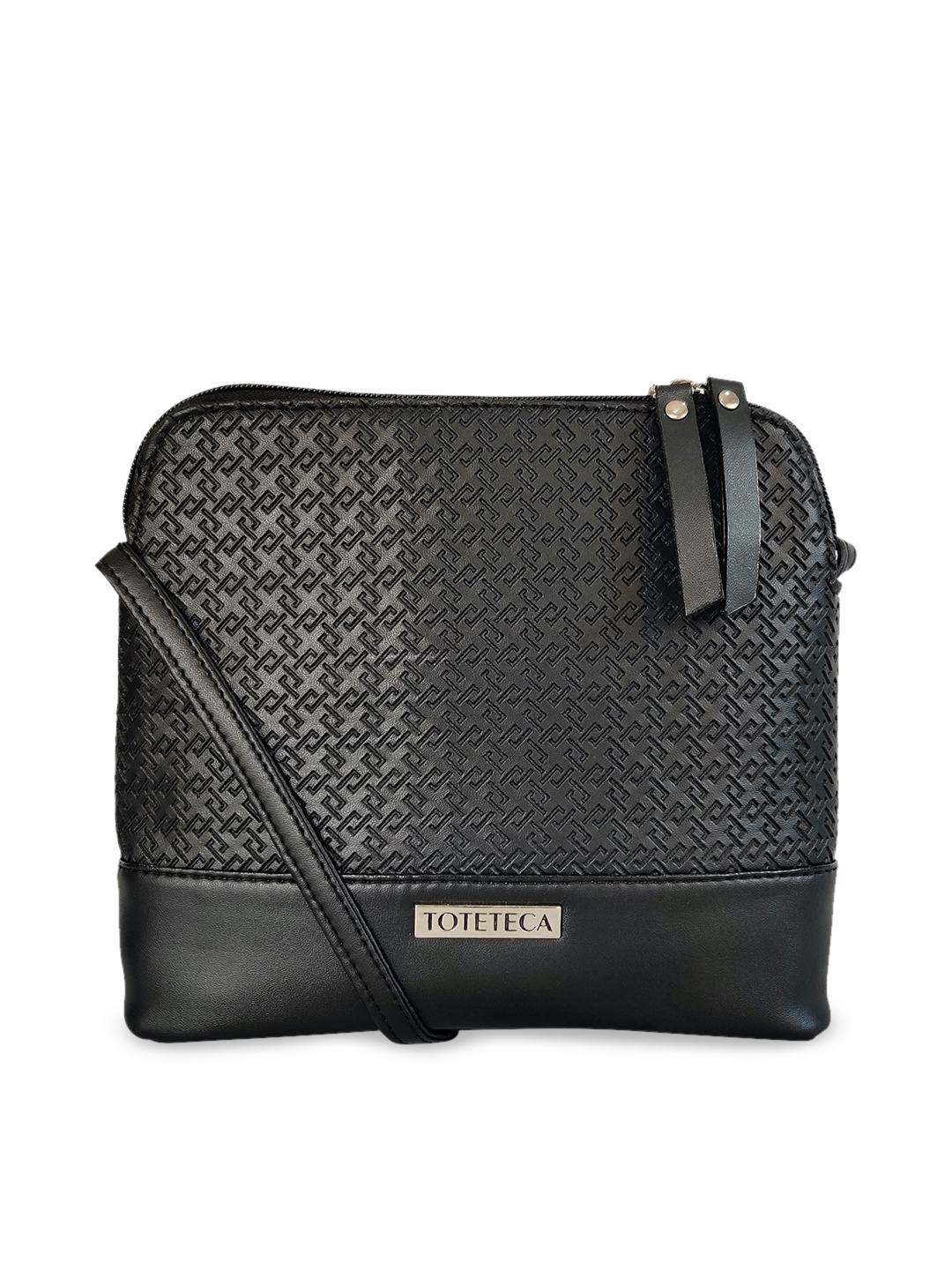 Toteteca Black Textured Shoulder Bag