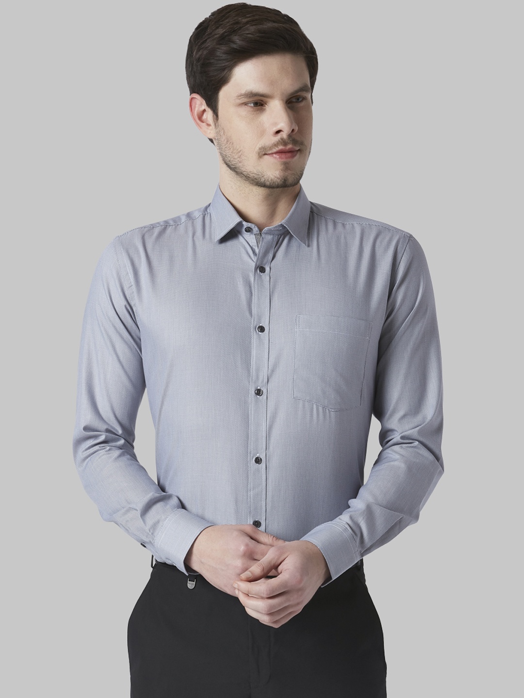 

Park Avenue Men Grey Self Design Slim Fit Formal Shirt