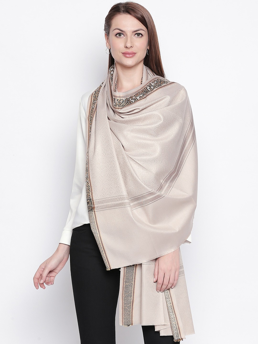 

Style Quotient Women Beige & Brown Woven Design Shawl