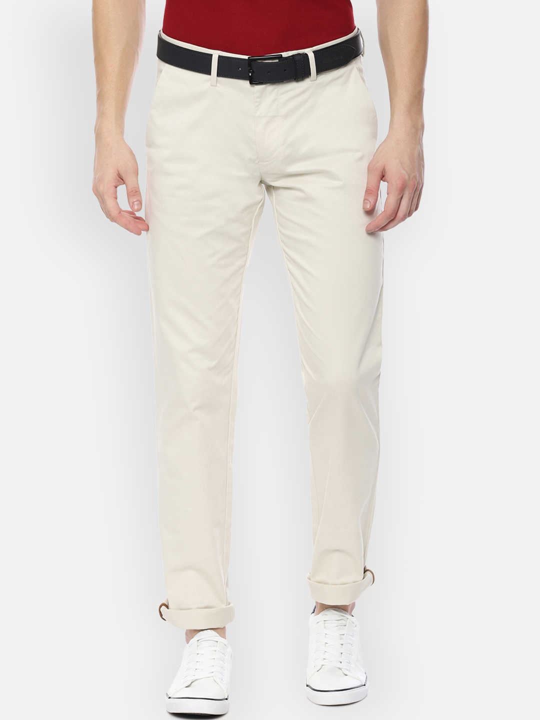 

Louis Philippe Sport Men Off-White Slim Fit Solid Regular Trousers