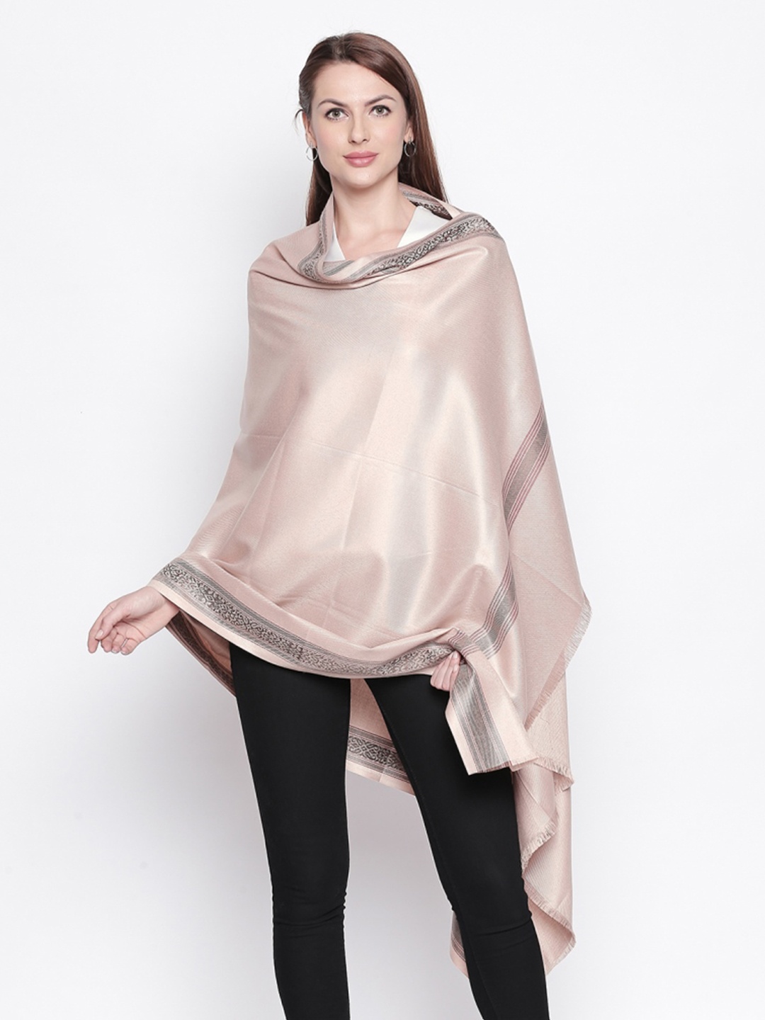 

Style Quotient Women Pink Woven Design Shawl