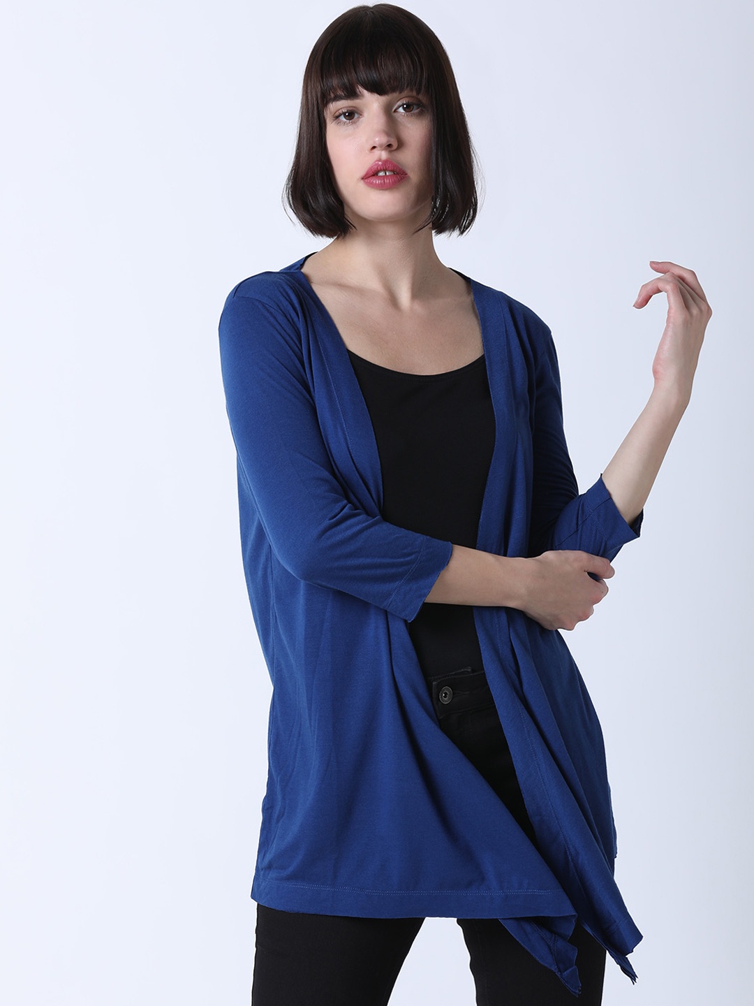 

Huetrap Women Blue Solid Open Front Shrug