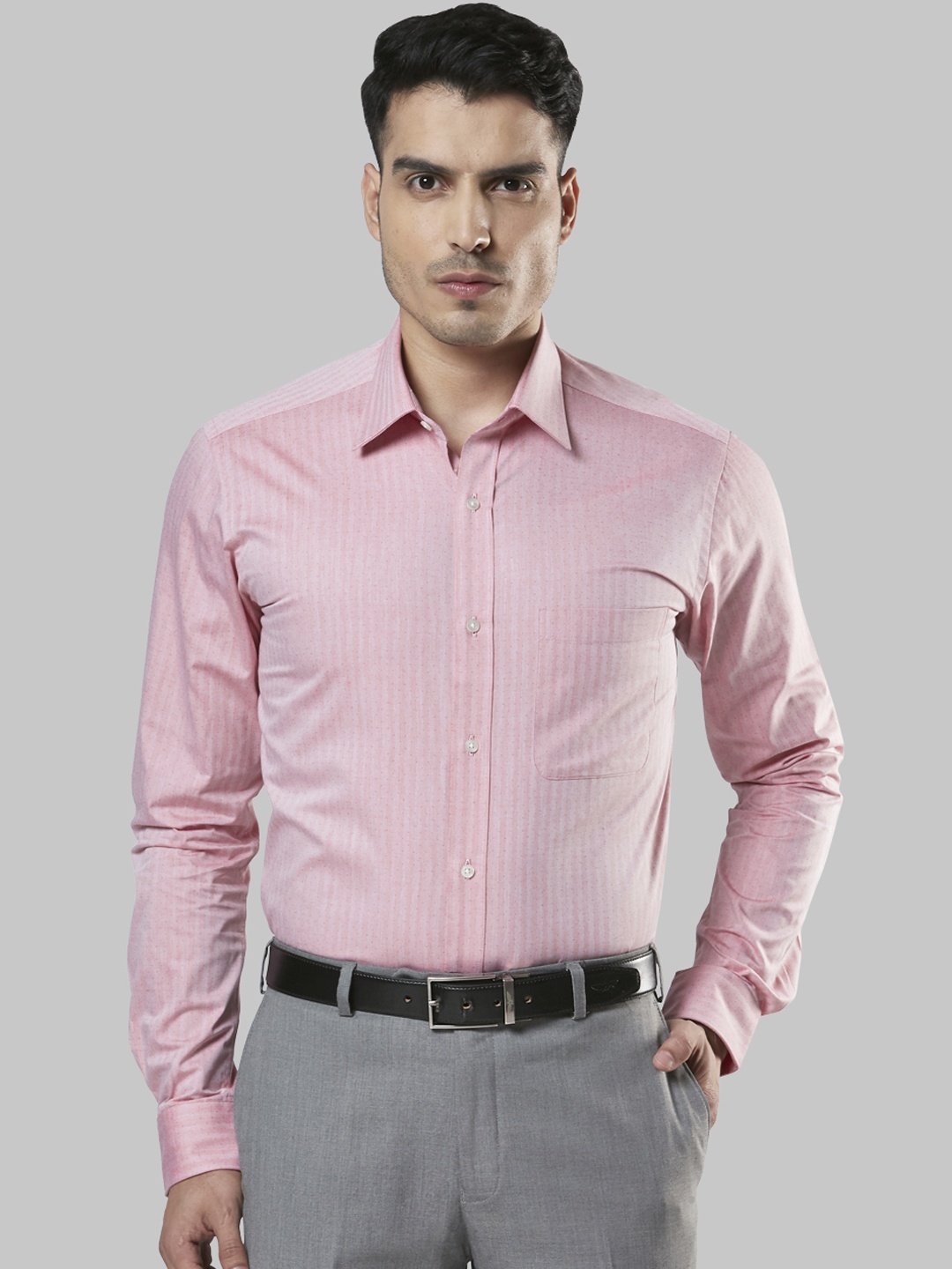 

Raymond Men Pink Slim Fit Striped Formal Shirt